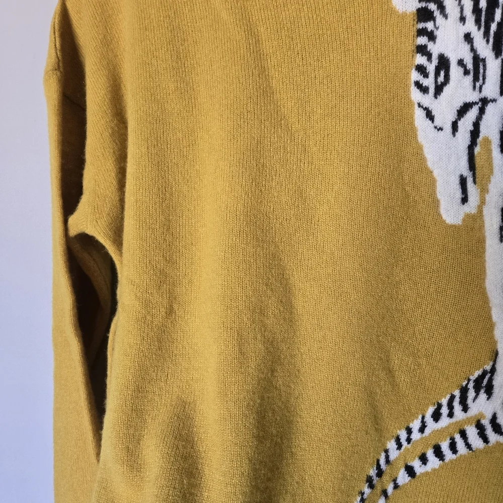 Anthropologie Maeve Cashmere Zebra Sweater Mustard Yellow Preppy XXSP - Picture 10 of 10